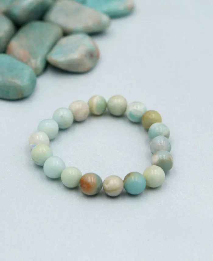 Buddha Groove Amazonite Gemstone Bead Bracelet Bracelets