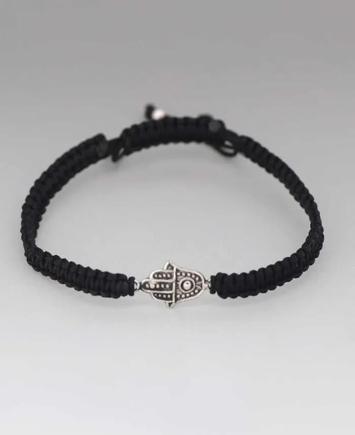 Buddha Groove Oxidized Hamsa Sterling Silver Bracelet Bracelets