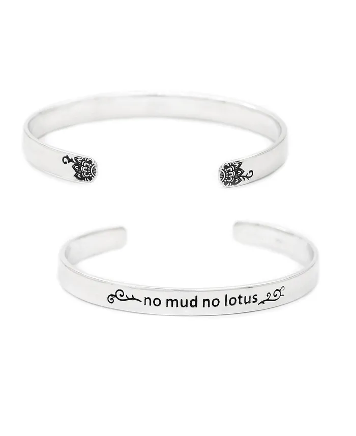 Buddha Groove Sterling Silver No Mud No Lotus Mantra Bracelet Bracelets