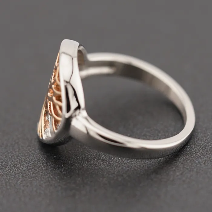 Captive Collars Rings Stainless Steel Tree of Life Ring with Rose Gold
