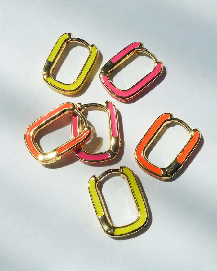 Chain Link Huggies Hot Pink Silver Luv Aj Necklaces Chain Link Huggies Hot Pink Silver Luv Aj Necklaces