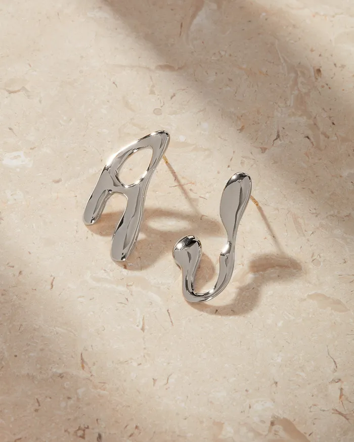 Luv Aj Fine Earrings Goopy Letter Initial Earrings Luv Aj Fine Earrings Goopy Letter Initial Earrings