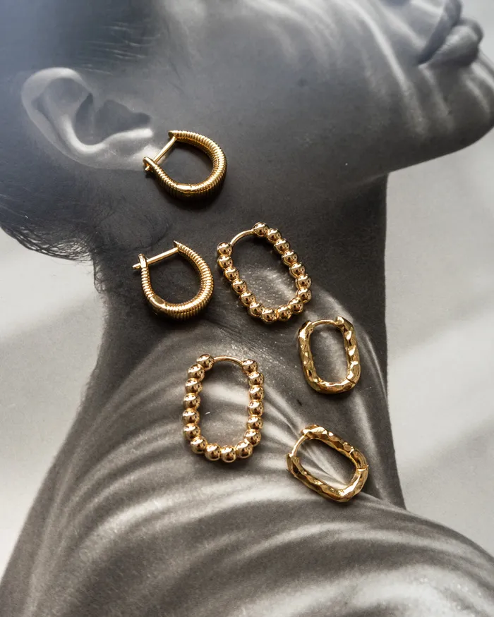 Luv Aj PreStyled Sets Beaded Chain Link Huggies Gold Luv Aj PreStyled Sets Beaded Chain Link Huggies Gold