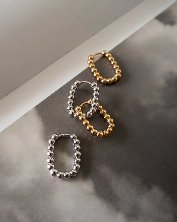 Luv Aj PreStyled Sets Beaded Chain Link Huggies Gold Luv Aj PreStyled Sets Beaded Chain Link Huggies Gold