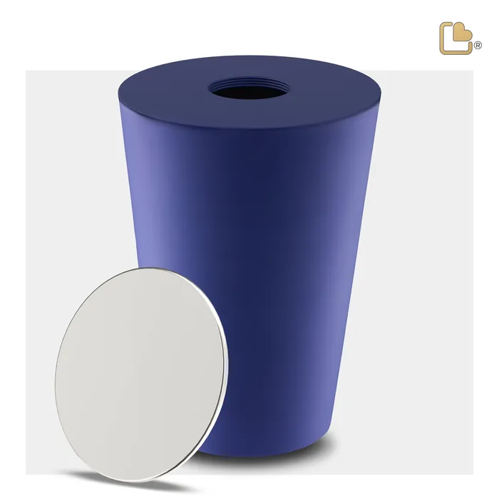 Rings Crescent Tall Standard Adult Urn Navy Polished Silver LoveUrns