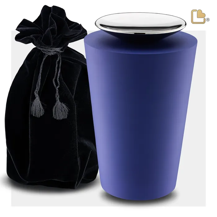 Rings Crescent Tall Standard Adult Urn Navy Polished Silver LoveUrns