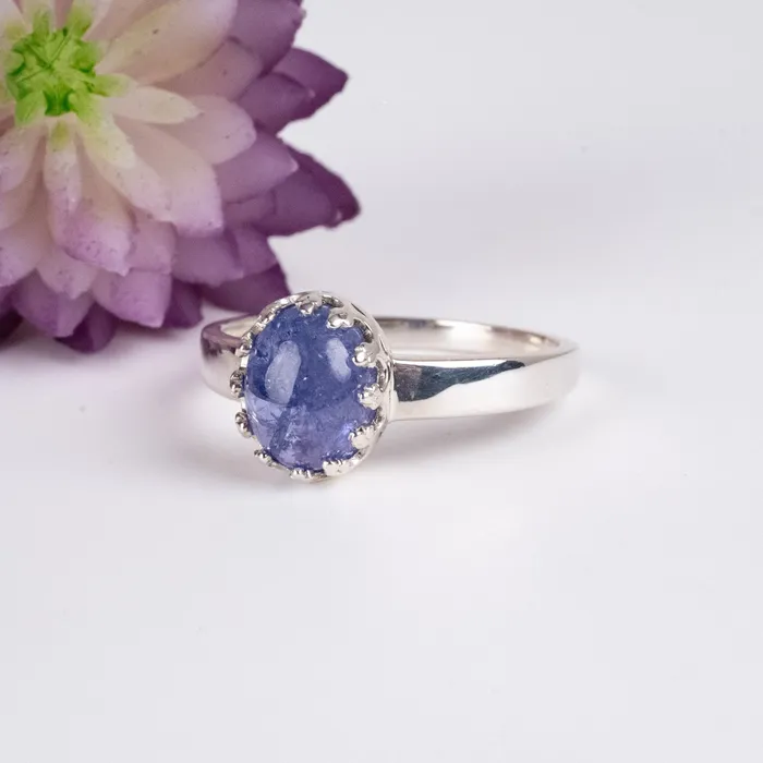 Tanzanite 9x7mm Ring 925 Silver Choose Size InnerVision Crystals Rings
