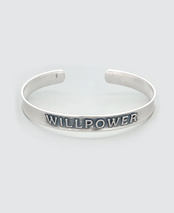 Willpower Embossed Sterling Silver Cuff Bracelet Buddha Groove Bracelets