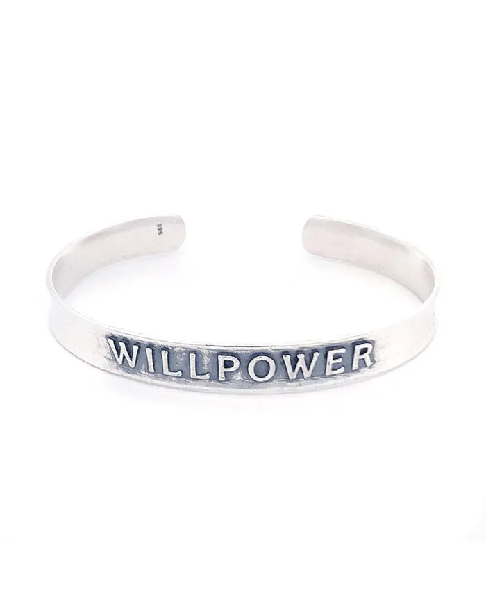 Willpower Embossed Sterling Silver Cuff Bracelet Buddha Groove Bracelets