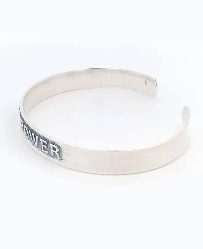 Willpower Embossed Sterling Silver Cuff Bracelet Buddha Groove Bracelets